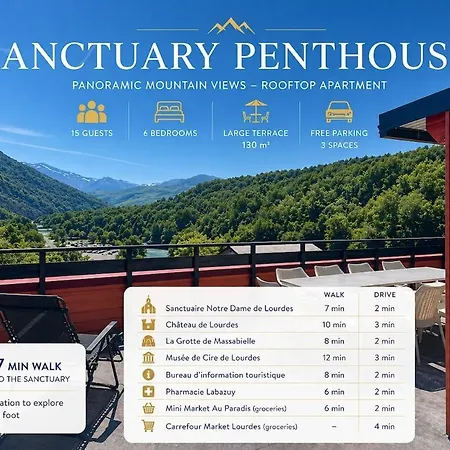 Sanctuary Penthouse 15 Pers Mountain Panorama * Lourdes